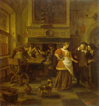 Tavern Scene by Jan Steen — hand-painted cultural oil painting reproduction on canvas