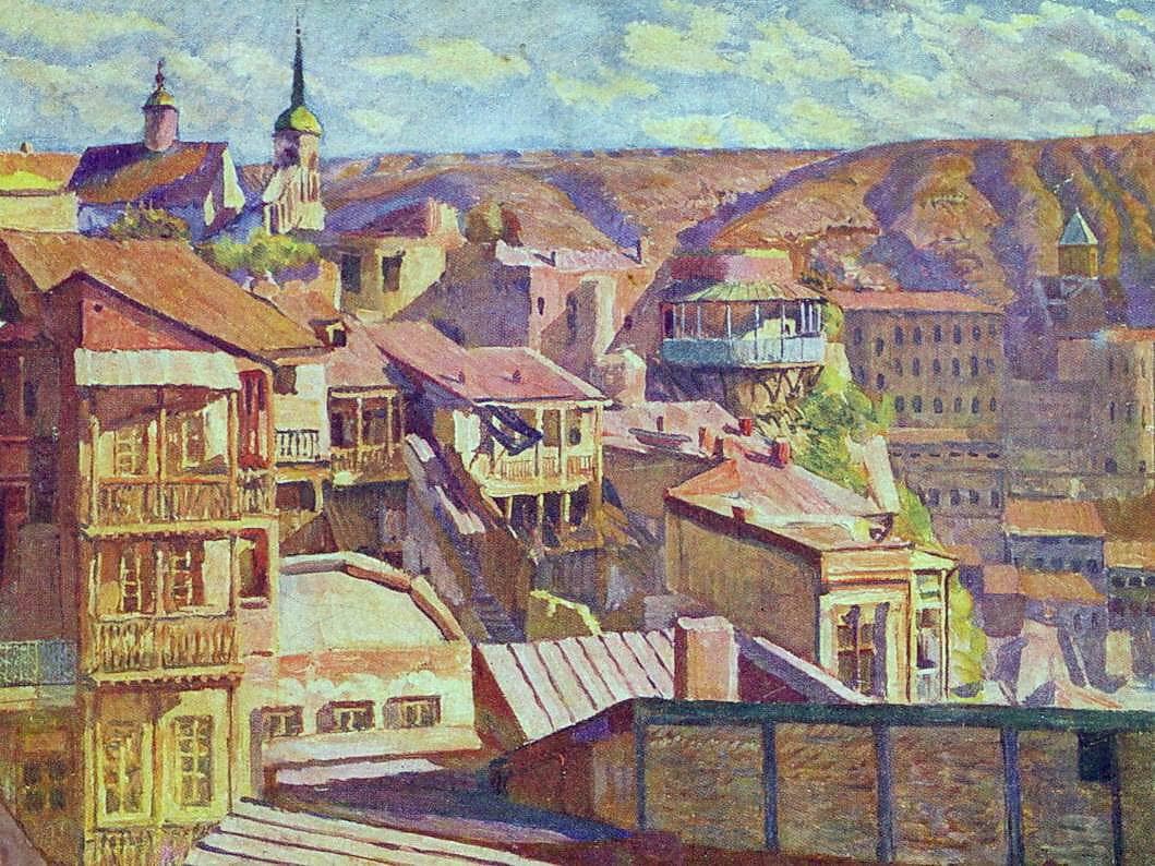 Tbilisi. Maidan by Ilya Mashkov — hand-painted architectural oil painting reproduction on canvas