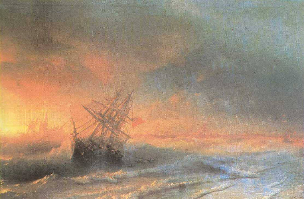 Tempest above Evpatoriya by Ivan Aivazovsky — hand-painted landscape oil painting reproduction on canvas