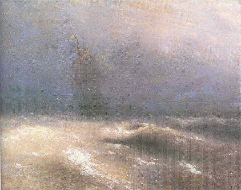 Tempest by coast of Nice by Ivan Aivazovsky — hand-painted landscape oil painting reproduction on canvas