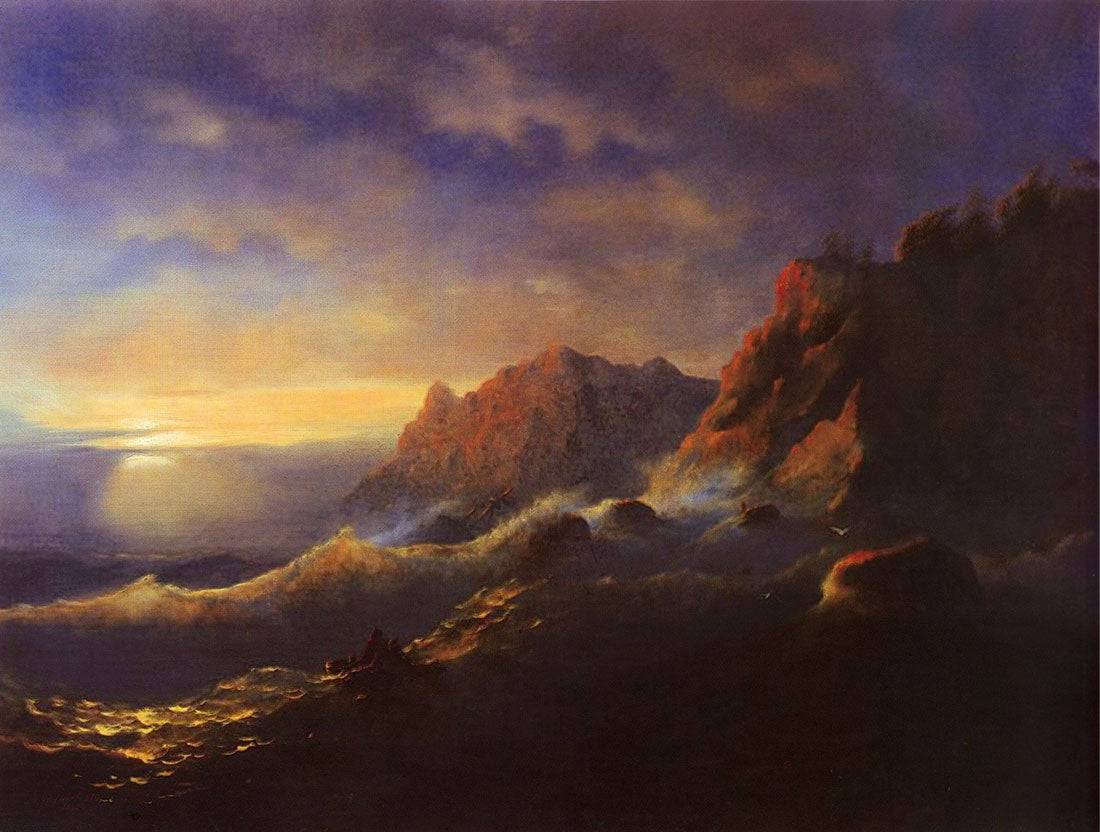 Tempest. Sunset - Ivan Aivazovsky