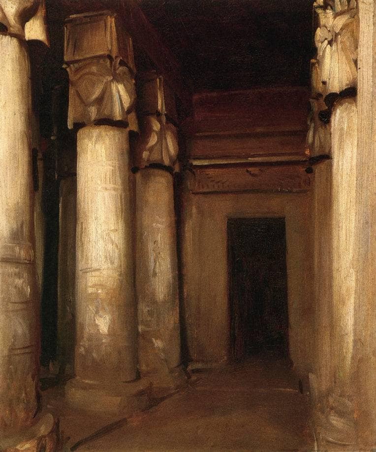 Temple of Denderah by John Singer Sargent — hand-painted architectural oil painting reproduction on canvas