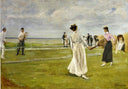Tennis Game by the Sea by Max Liebermann — group oil painting wall art, Impressionism