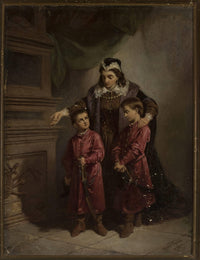 Teofila Sobieska with Her Sons at the Grave of Å»óÅkiewski by Walery Eljasz Radzikowski — hand-painted portrait oil painting reproduction on canvas