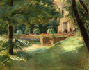 Terrace overlooking the flower garden in Wannsee by Max Liebermann — forest oil painting wall art, Impressionism
