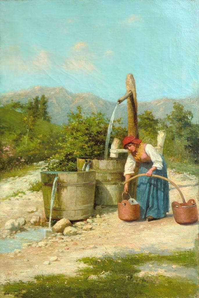 At the foot of Mount Grappa by Vittorio Tessari — hand-painted landscape oil painting reproduction on canvas