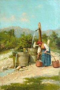 At the foot of Mount Grappa by Vittorio Tessari — hand-painted landscape oil painting reproduction on canvas