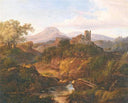 Landscape with Village by Károly Markó the Elder — rural oil painting wall art, Romanticism