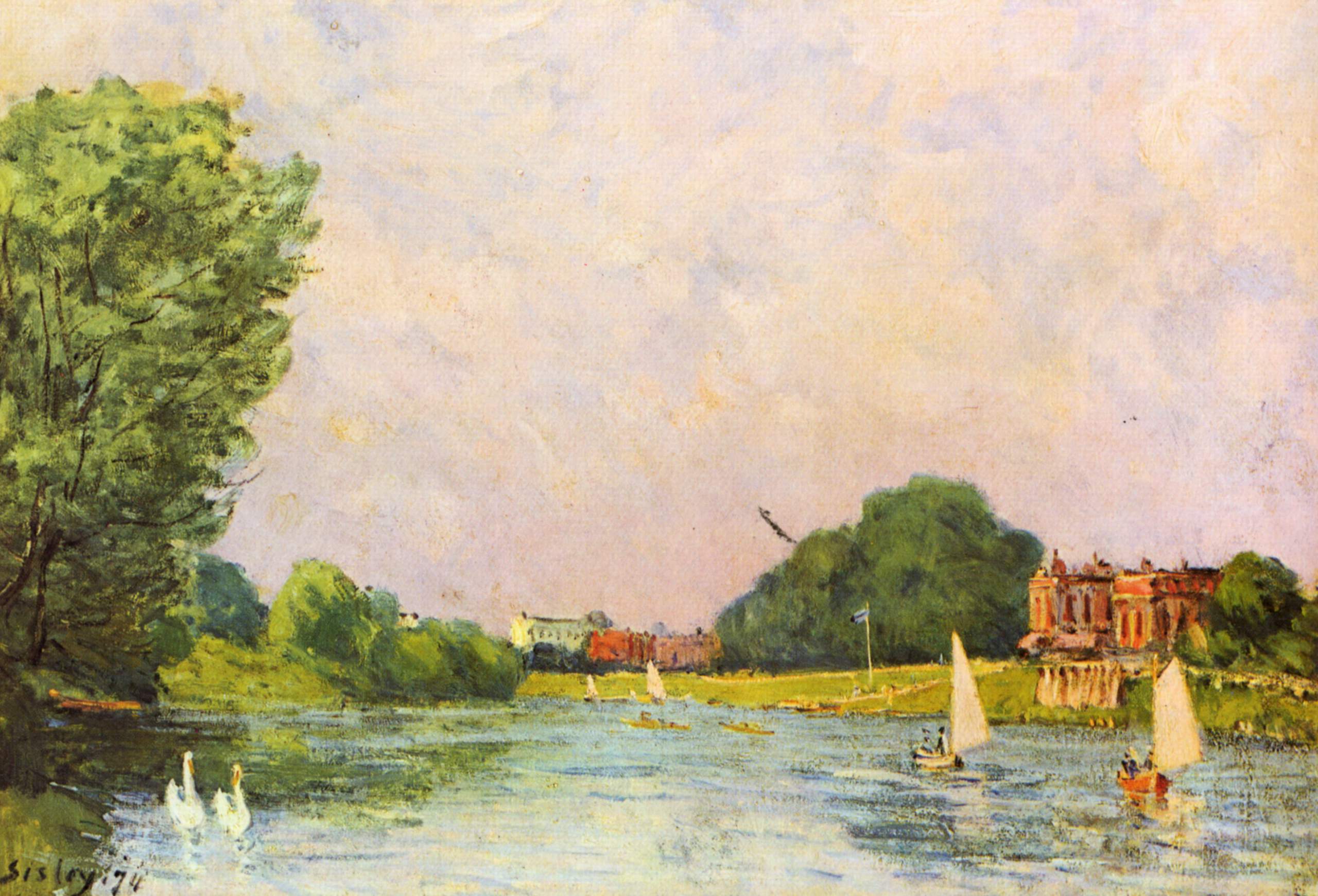 Thames at Hampton Court - Alfred Sisley