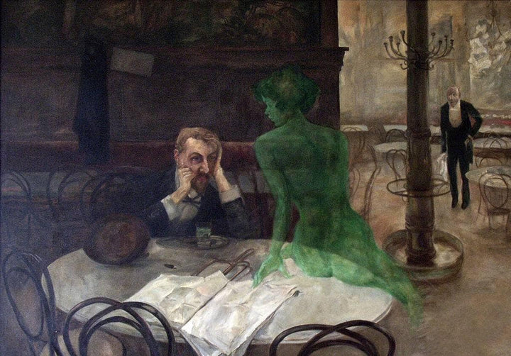The Absinthe Drinker by Viktor Oliva — hand-painted portrait oil painting reproduction on canvas