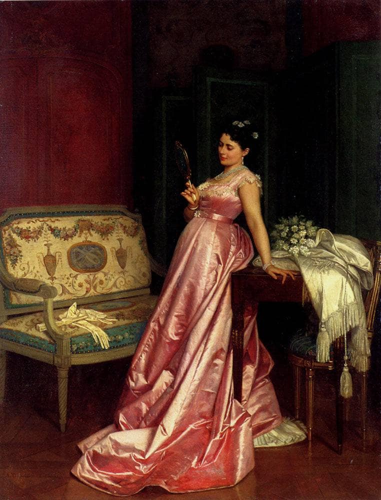 The Admiring Glance by Auguste Toulmouche — hand-painted eco oil painting reproduction on canvas
