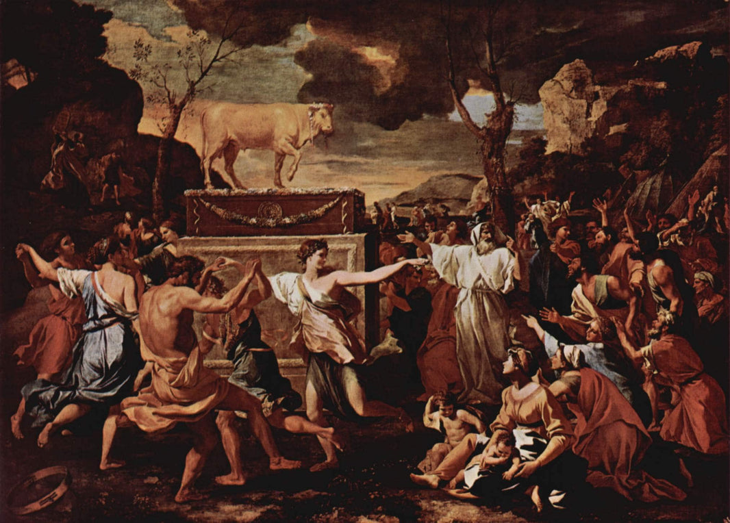 The Adoration of the Golden Calf by Nicolas Poussin — hand-painted cultural oil painting reproduction on canvas