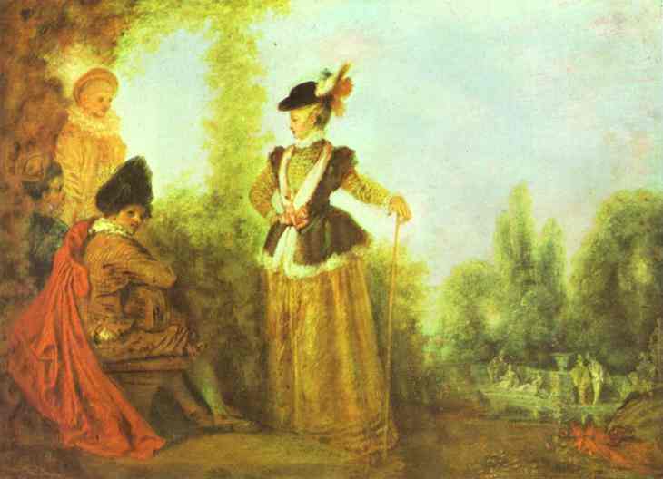 The Adventuress by Antoine Watteau — hand-painted cultural oil painting reproduction on canvas