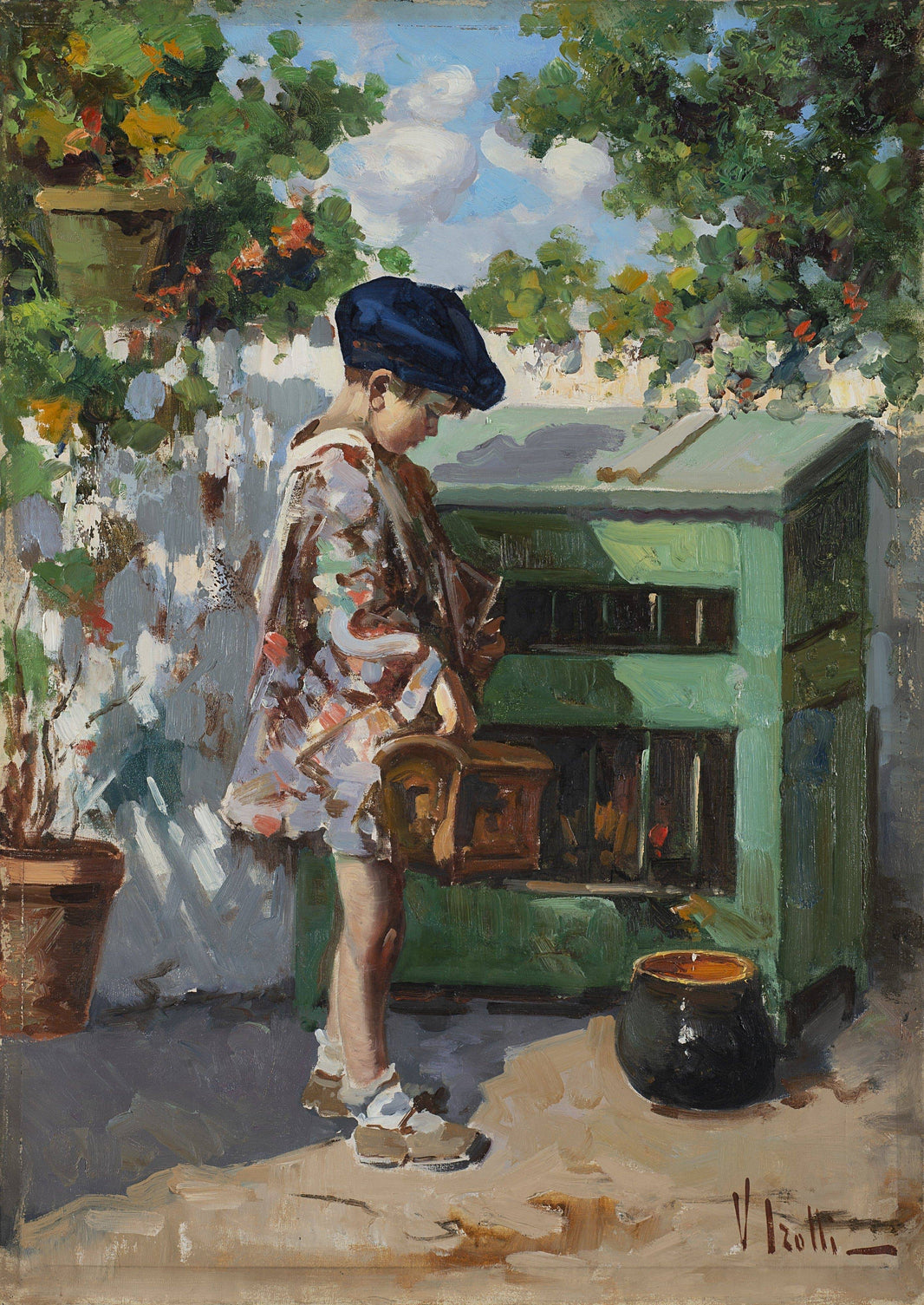 The after-school by Vincenzo Irolli — hand-painted portrait oil painting reproduction on canvas