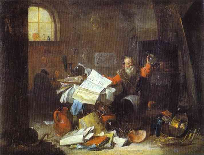 The Alchemist by David Teniers the Younger — hand-painted still oil painting reproduction on canvas