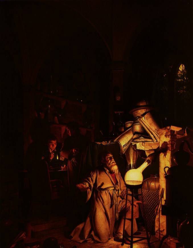 The Alchemist Discovering Phosphorus or The Alchemist in Search of the Philosophers Stone - Joseph Wright