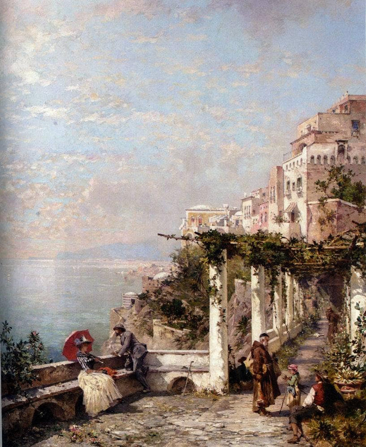 The Amalfi Coast by Franz Richard Unterberger — hand-painted architectural oil painting reproduction on canvas