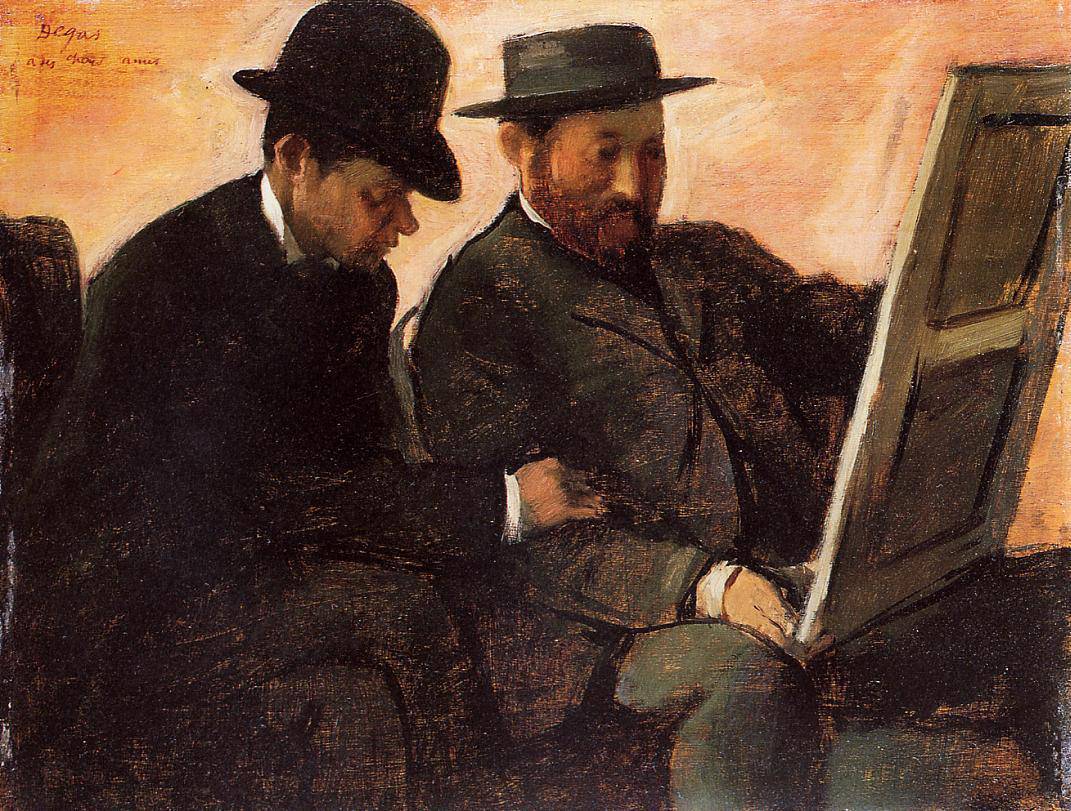 The Amateurs (Paul Lafond and Alhonse Cherfils Examening a Painting) - Edgar Degas