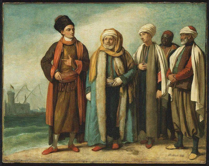 The Ambassador from Tunis with His Attendants as He Appeared in England in 1781 by Benjamin West — hand-painted cultural oil painting reproduction on canvas