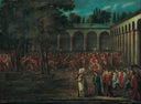 The Ambassadorial Delegation Passing Through the Second Courtyard of the TopkapÄ± Palace by Jean Baptiste Vanmour — hand-painted architectural oil painting reproduction on canvas