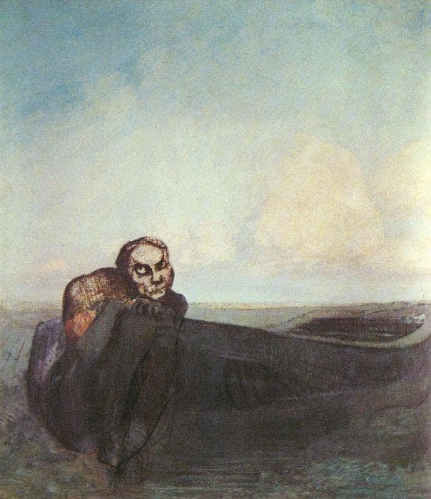 The Angel of Destiny by Odilon Redon — hand-painted landscape oil painting reproduction on canvas