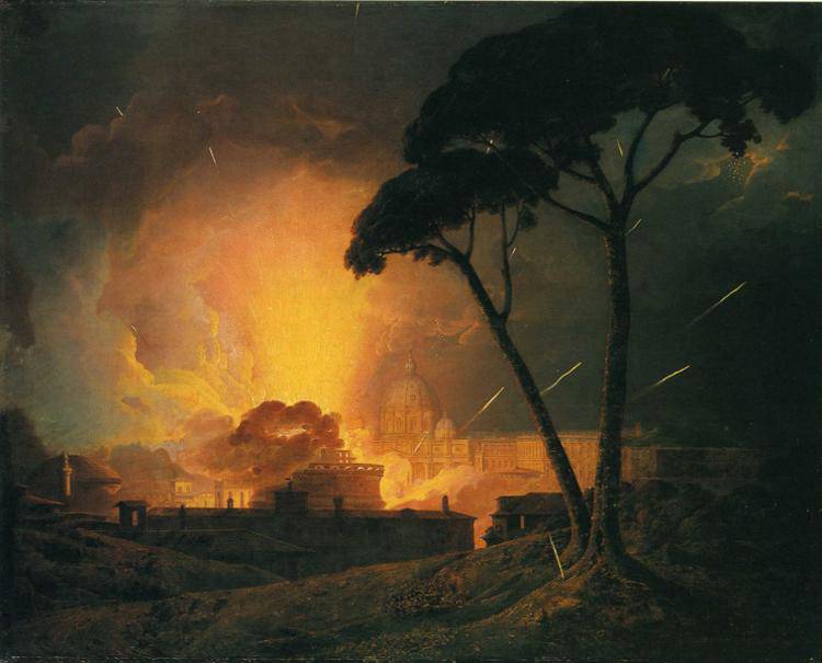 The Annual Girandola, at the Castle of St.Angelo, Rome - Joseph Wright