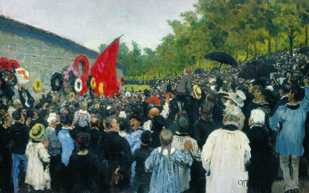 The Annual Memorial Meeting Near the Wall of the Communards in the Cemetery of Père Lachaise in Paris by Ilya Repin — hand-painted portrait oil painting reproduction on canvas