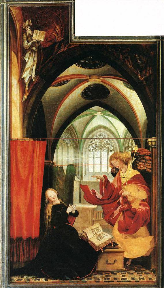 The Annunciation (left wing of the Isenheim Altar) - Matthias Grünewald