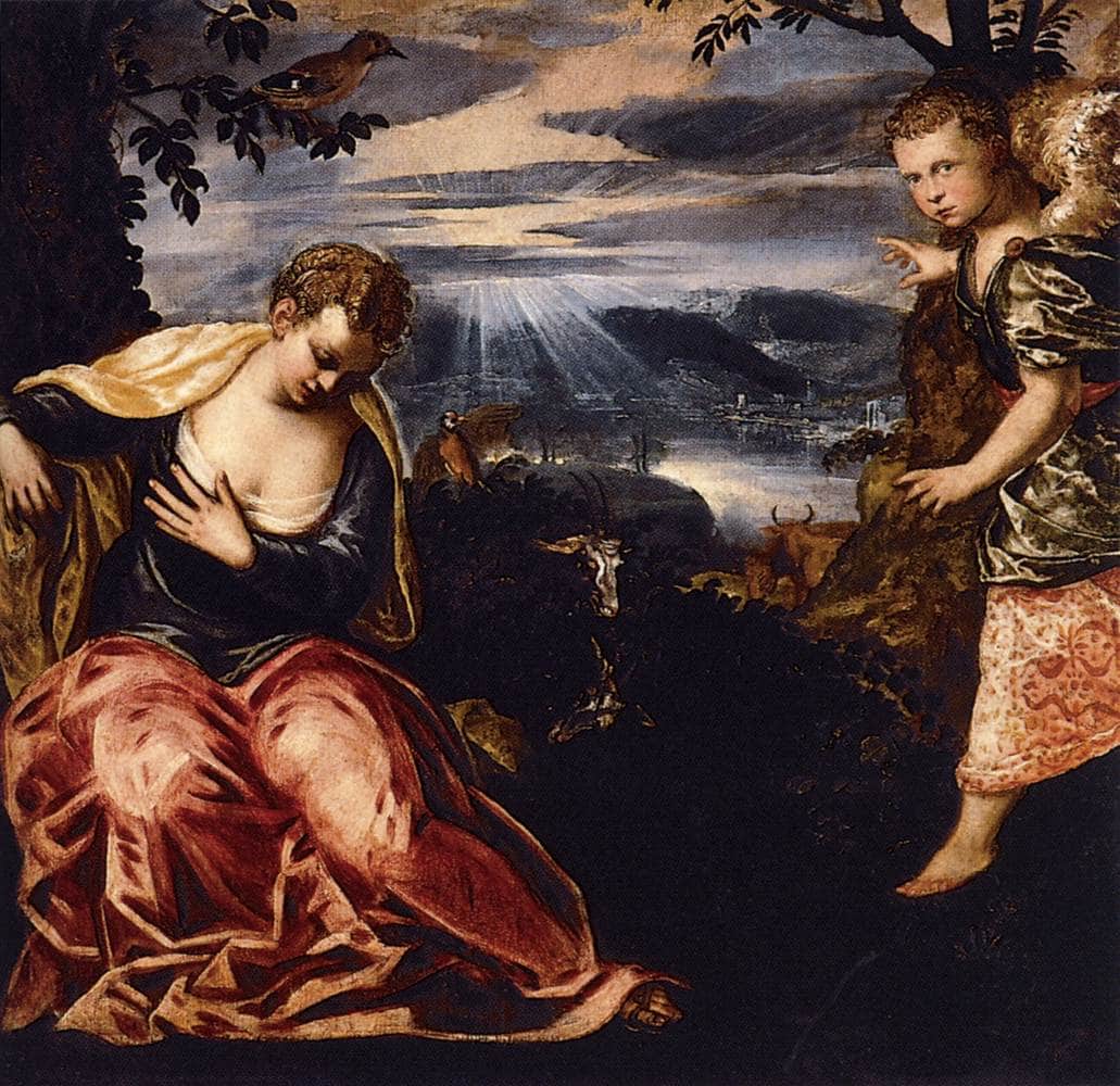 The Annunciation to Manoah's Wife by Tintoretto — hand-painted cultural oil painting reproduction on canvas