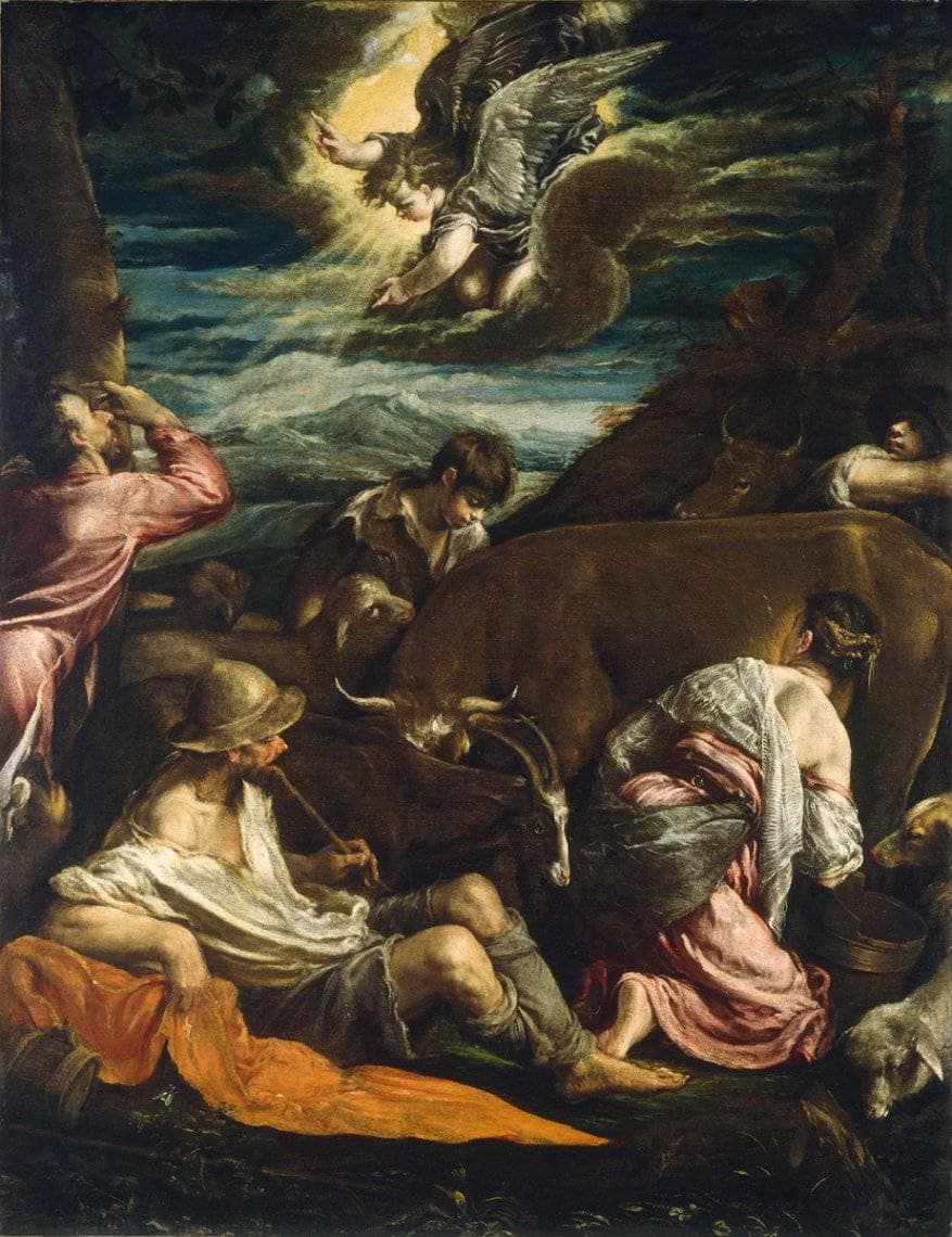 The Annunciation to the Shepherds by Jacopo Bassano — hand-painted cultural oil painting reproduction on canvas