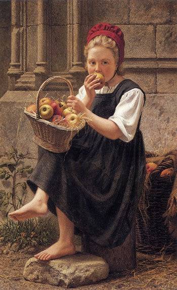 The Apple Girl by Charles Victor Thirion — hand-painted portrait oil painting reproduction on canvas