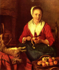 The Apple Peeler by Gabriel Metsu — hand-painted portrait oil painting reproduction on canvas