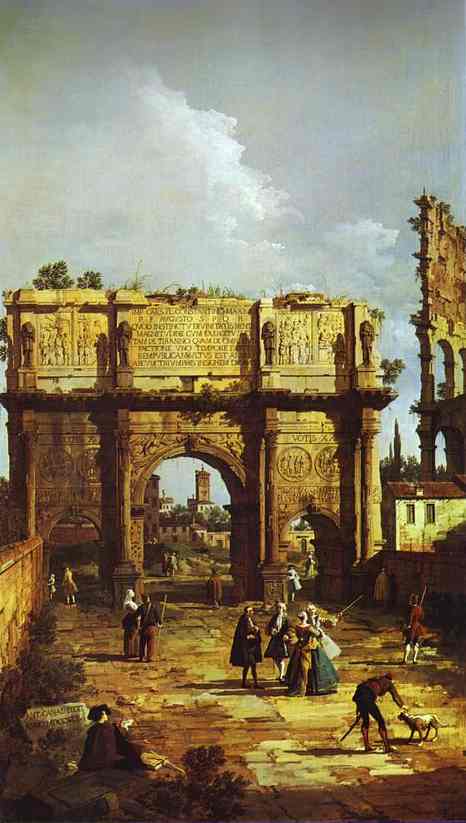 The Arch of Constantine by Bernardo Bellotto — hand-painted architectural oil painting reproduction on canvas
