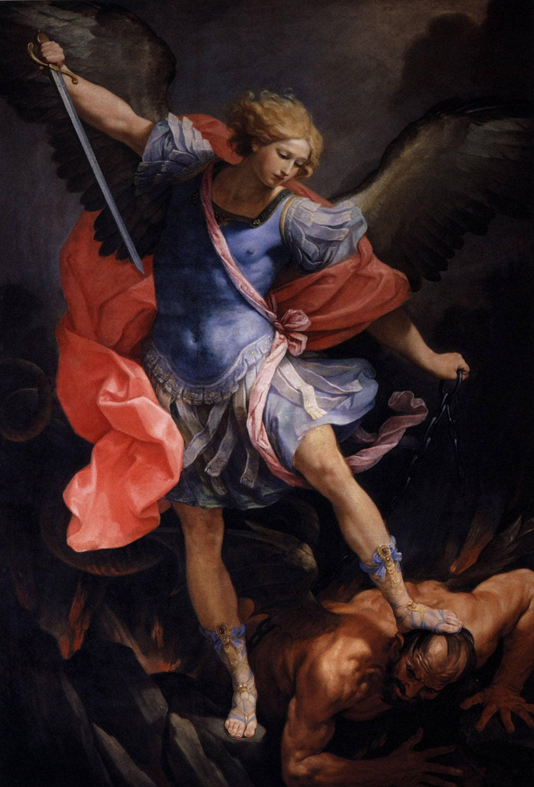 The Archangel Michael defeating Satan by Guido Reni — hand-painted cultural oil painting reproduction on canvas