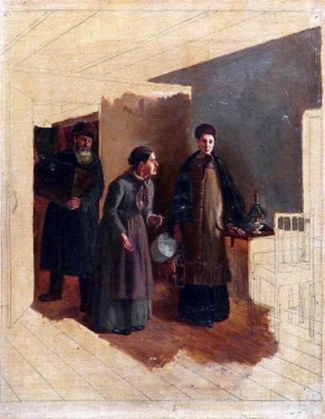 The arrival of rural teachers by Vasily Perov — hand-painted portrait oil painting reproduction on canvas