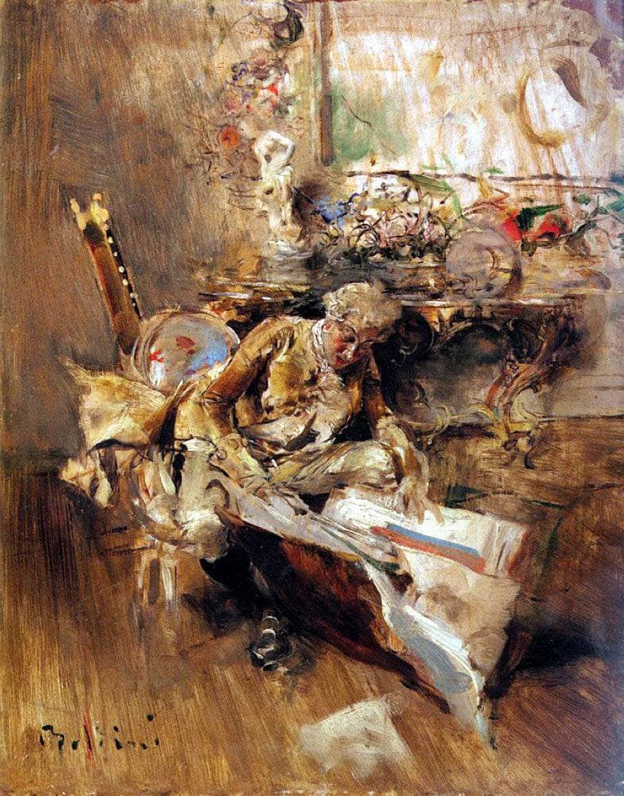 The Art Connoisseur by Giovanni Boldini — hand-painted eco oil painting reproduction on canvas