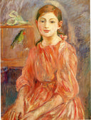 The Artist's Daughter with a Parakeet by Berthe Morisot — hand-painted portrait oil painting reproduction on canvas