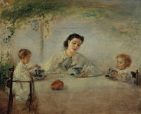 The artist's family at breakfast by Anton Romako — hand-painted portrait oil painting reproduction on canvas
