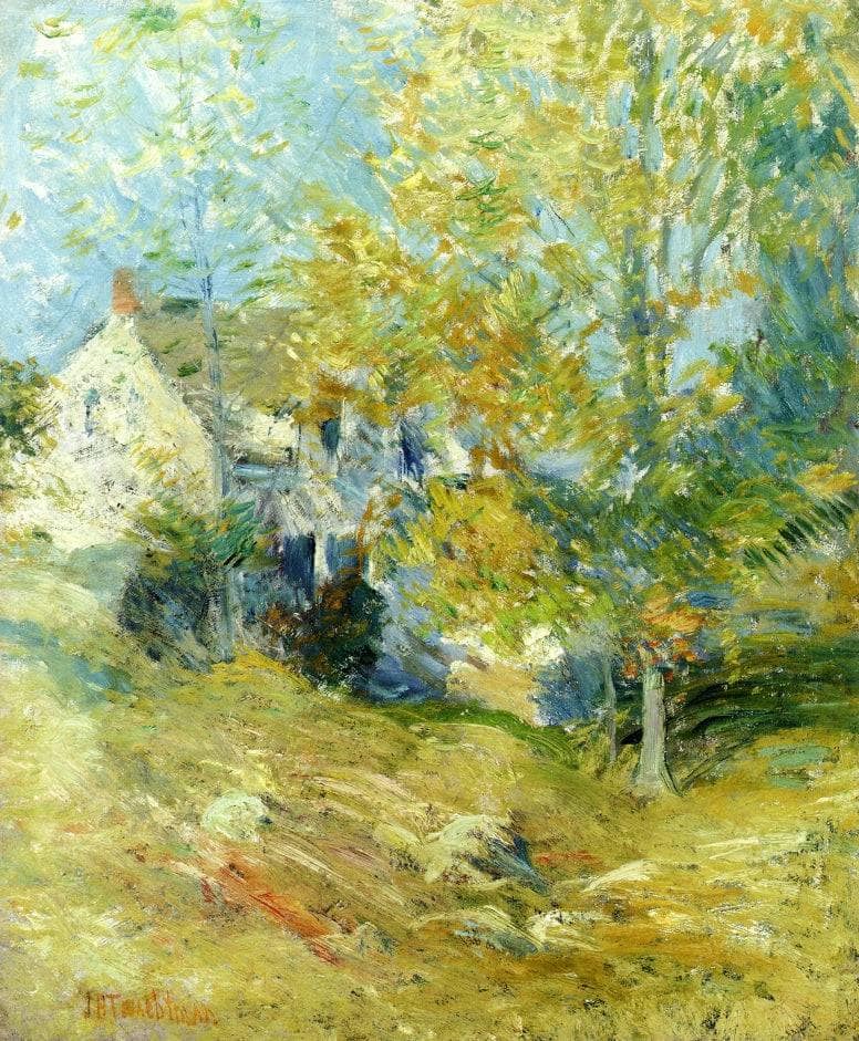 The Artist's House through the Trees (also known as Autumn Afternoon) by John Henry Twachtman — hand-painted architectural oil painting reproduction on canvas