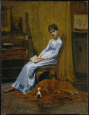 The Artist's Wife and His Setter Dog by Thomas Eakins — hand-painted animal oil painting reproduction on canvas