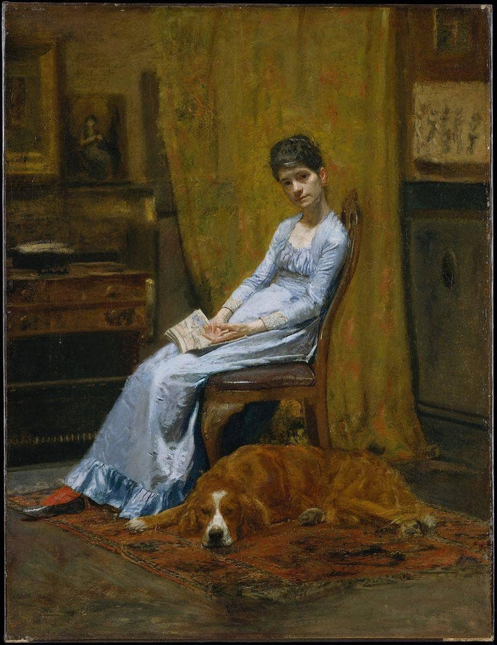 The Artist's Wife and His Setter Dog by Thomas Eakins — hand-painted animal oil painting reproduction on canvas