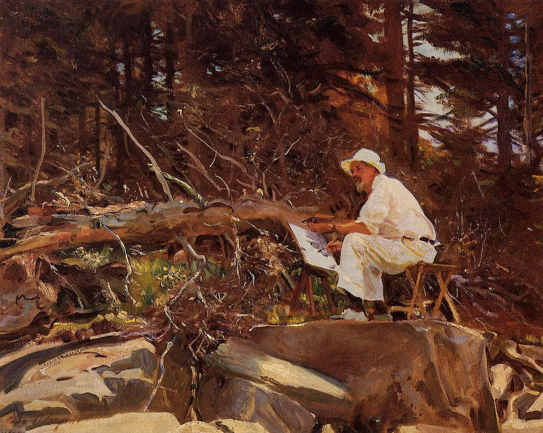 The Artist Sketching by John Singer Sargent — hand-painted botanical oil painting reproduction on canvas