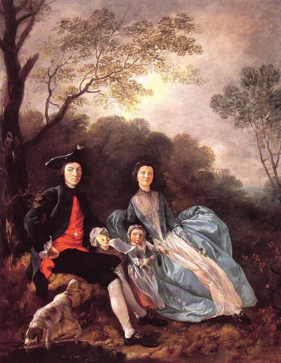 The Artist with his Wife and Daughter by Thomas Gainsborough — hand-painted cultural oil painting reproduction on canvas