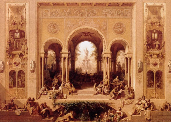 the Arts Flourishing in Munich by Wilhelm von Kaulbach — hand-painted architectural oil painting reproduction on canvas