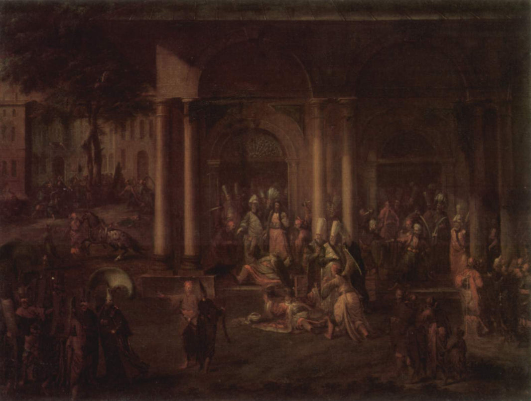 The assassination of ministers during the Khalil Patrona uprising by Jean Baptiste Vanmour — hand-painted cultural oil painting reproduction on canvas