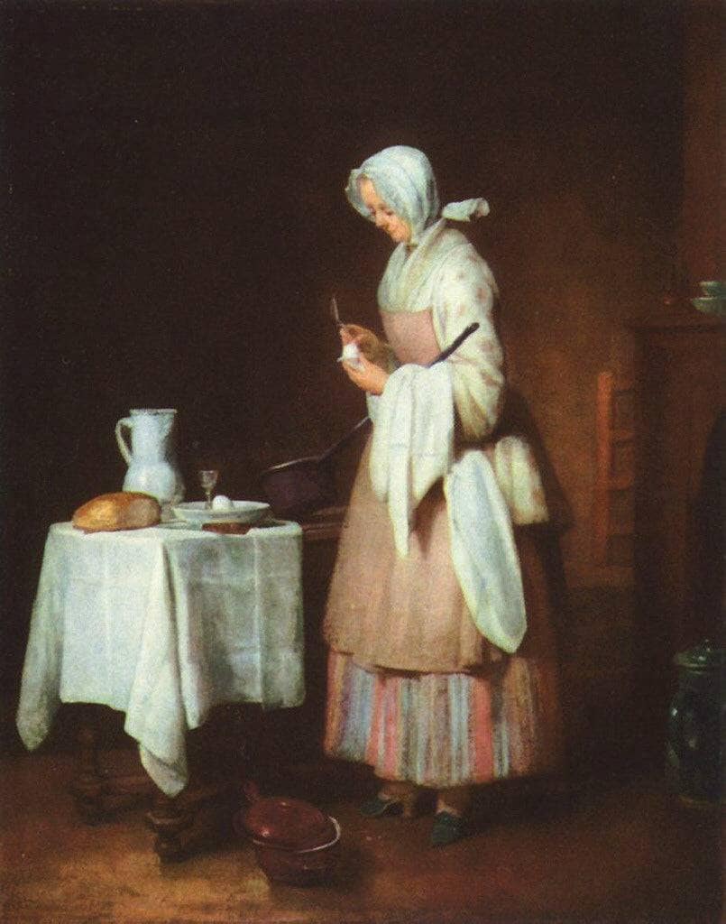 The Attentive Nurse by Jean-Baptiste-Simeon Chardin — hand-painted portrait oil painting reproduction on canvas