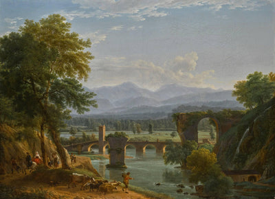 The Augustus Bridge over the River Nera, near the City of Narni, Italy in modern living room