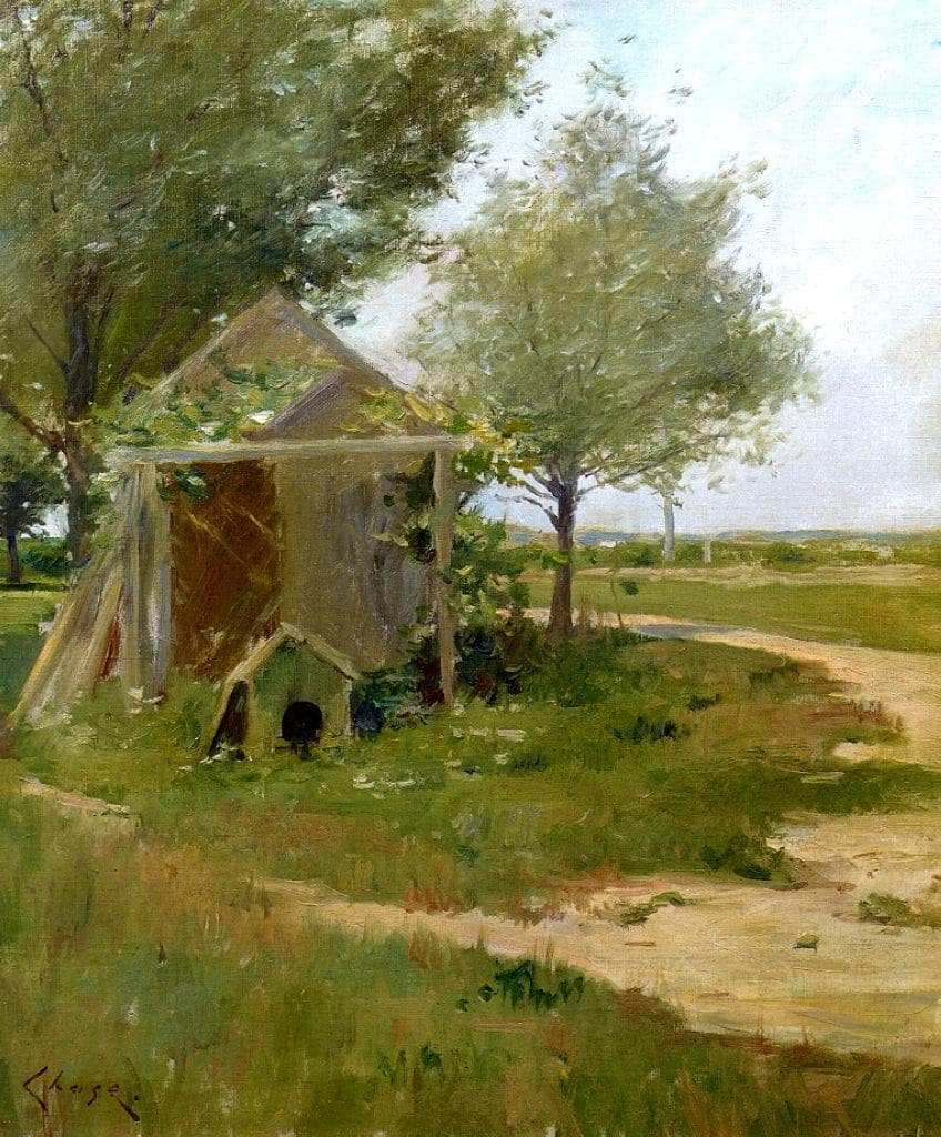 The Back Yard, Shinnecock, Long Island, New York by William Merritt Chase — hand-painted architectural oil painting reproduction on canvas