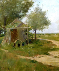 The Back Yard, Shinnecock, Long Island, New York by William Merritt Chase — hand-painted architectural oil painting reproduction on canvas