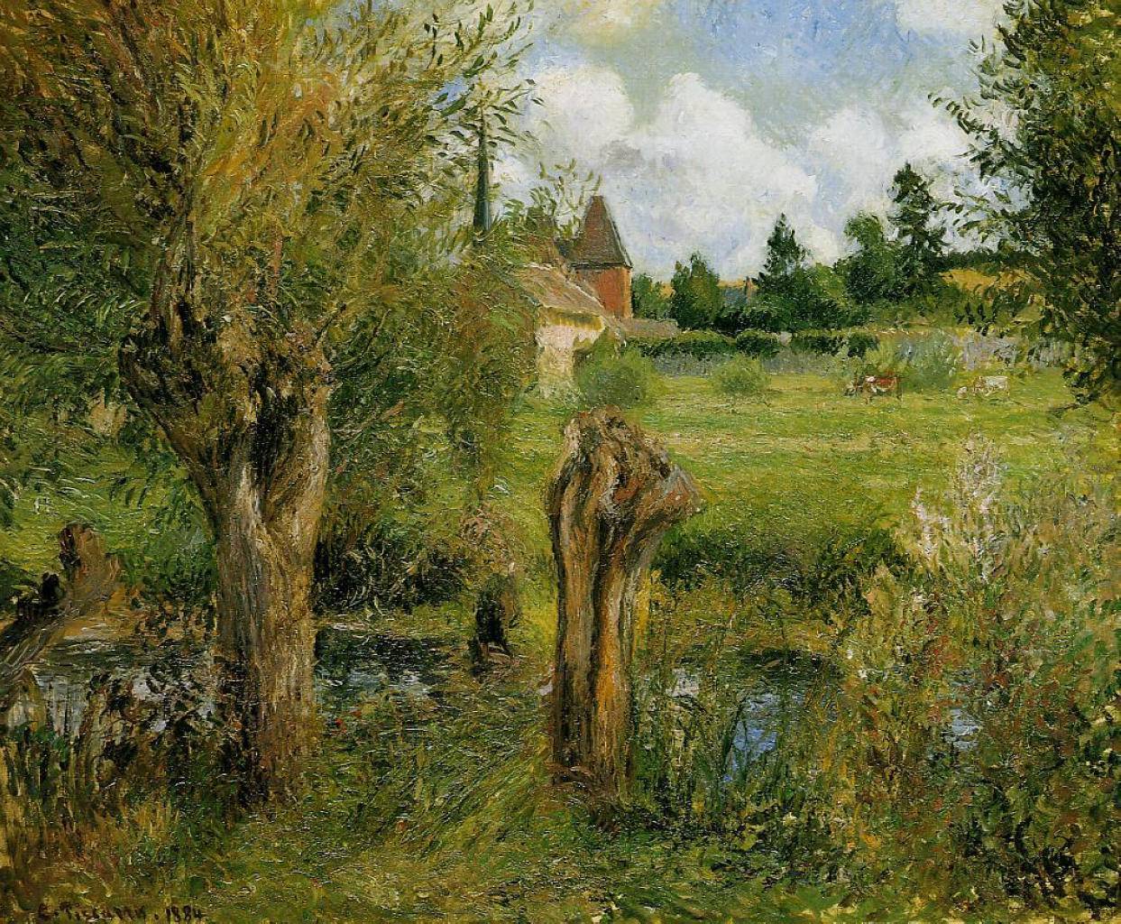 The Banks of the Epte at Eragny - Camille Pissarro